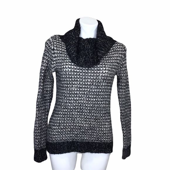 Coldwater Creek black white wool blend cowl neck sweater Size XS - Picture 1 of 7